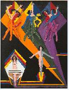 Ernst Ludwig Kirchner Dancing girls in colourful rays oil painting reproduction